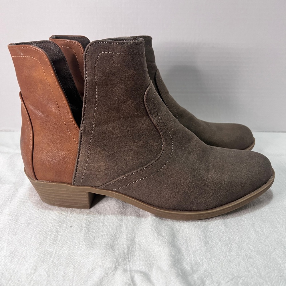 True Craft TC-TESSA Womens Taupe Brown Faux Suede Ankle Chelsea Boots 7.5M